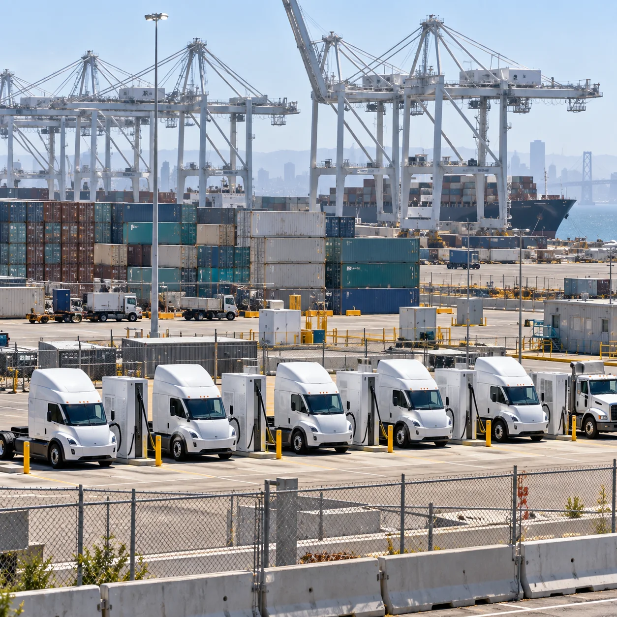 Forum Mobility and Tesla Turn Port Truck Depots Into Shared Megawatt Charging Hubs